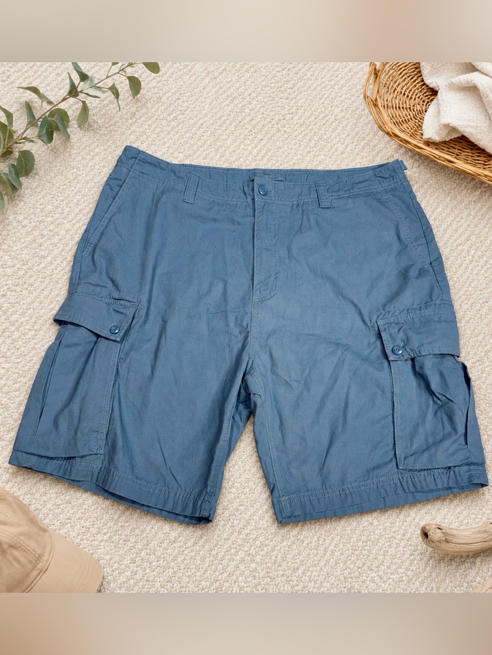 Nautica Men’s Blue Cargo Shorts Modern Fit Utility Pockets Size 38
